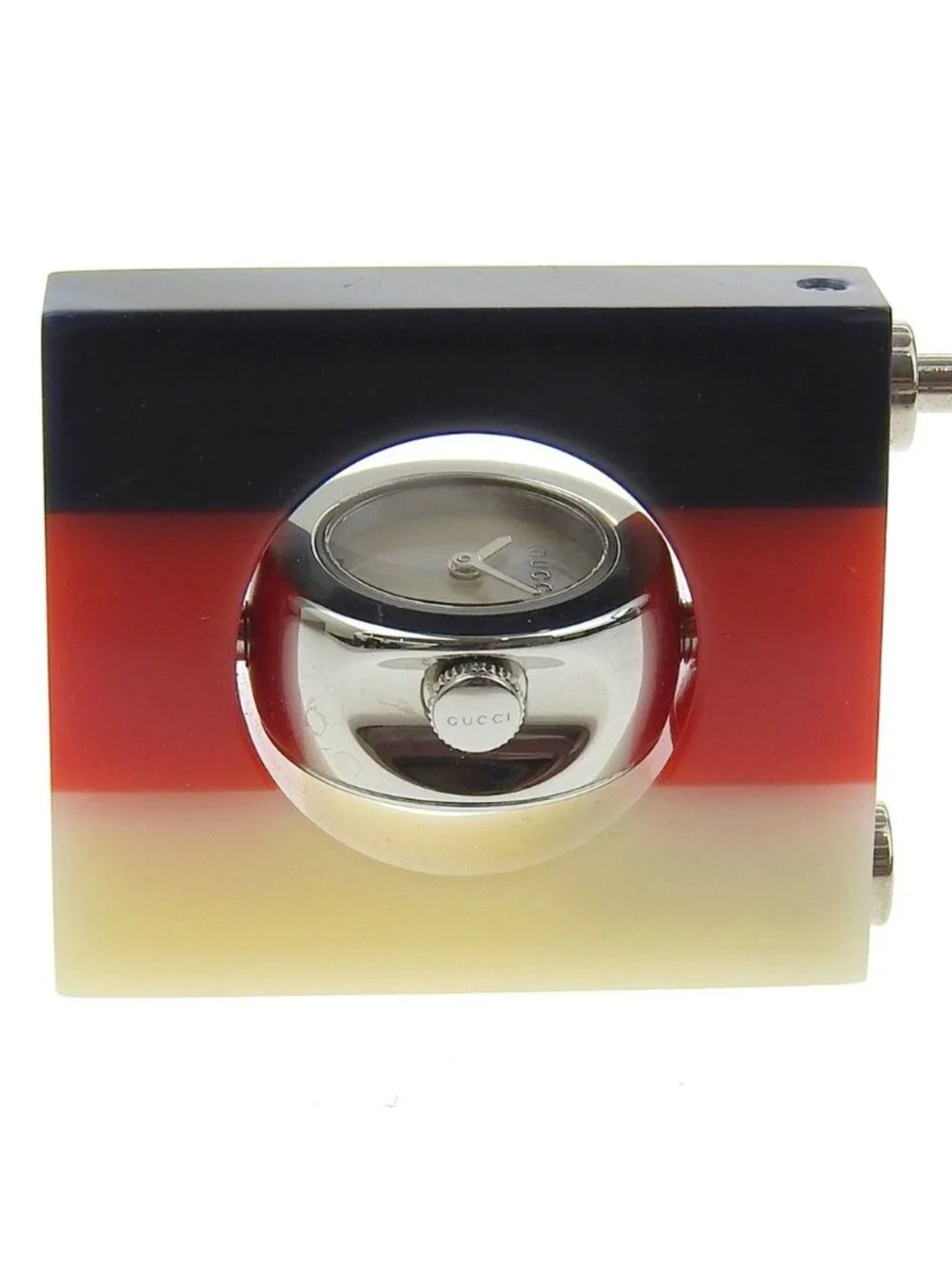 Gucci Constance Cadena Watch 150.5 Leather Quartz Analog Display White Shell